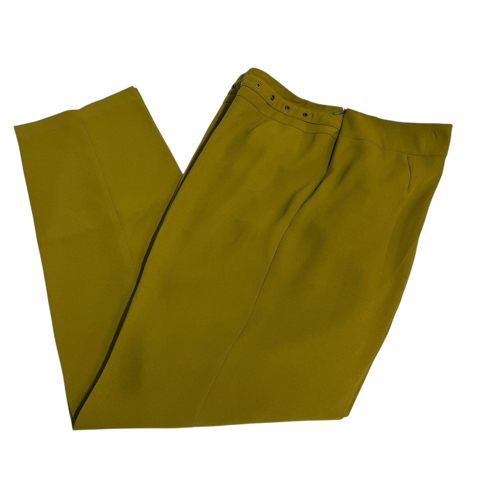 Vintage Rina Rossi Dress Pants Womens 12 Retro Green Crepe Relaxed‎ Fit Tapered